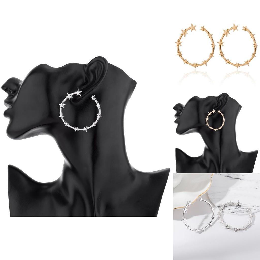 Trendy Alloy Star Circle Earrings For Women Geometric Design Fashion Jewelry