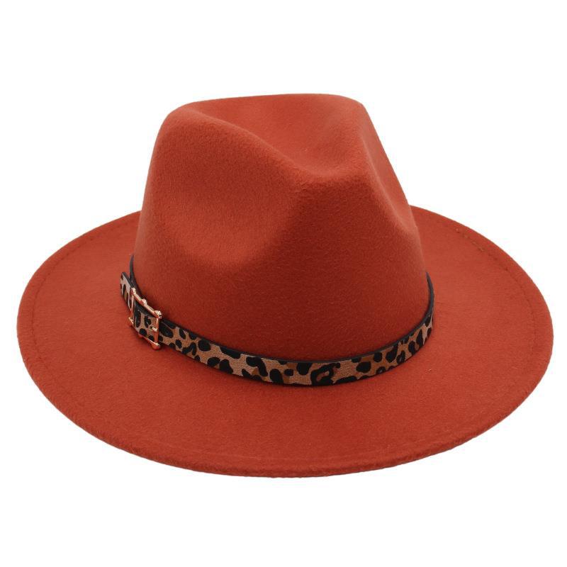 Temperament Bowler Hut Leopard Gürtelschnalle Nische Jazz Hut Männer und Frauen Trend Filzhut Bühnenauftritt Tweed Hut