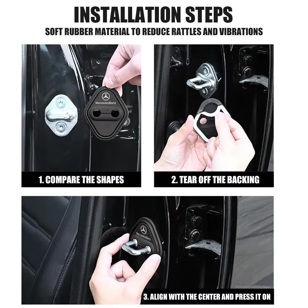 CRF1 Car Door Lock Protector Cover Stickers For Mercedes Benz AMG W126 W140 W190 W203 W204 W212 W222 Interior Mouldings GJM-SG-BENC