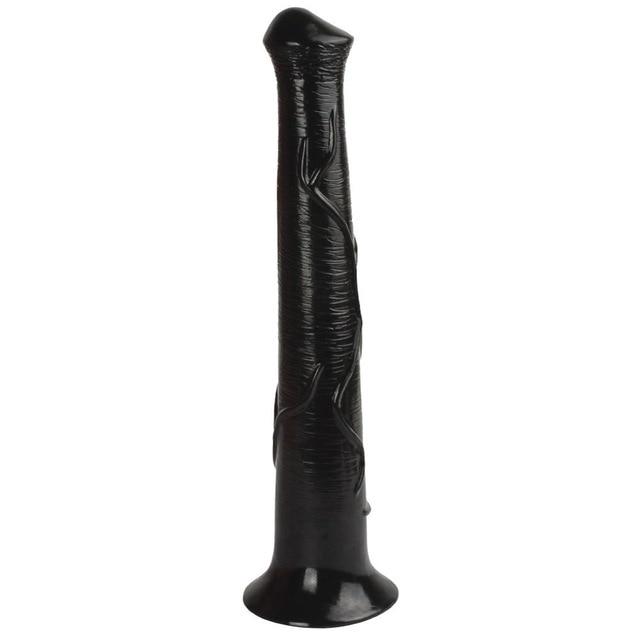 42 x 6,5 cm großer, schwarzer Pferdedildo, realistischer, stoßender Saugnapf, Silikon, große Dildos, teleskopisch