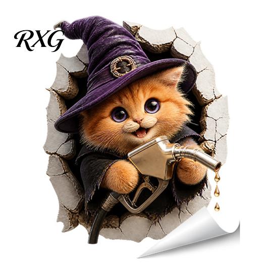 Halloween Car Sticker Spider Decorative for Car, Broken Hole Effect Dog Cat Holiday Decoration Decal Owl Self-Adhesive Sticker, Waterproof Removable