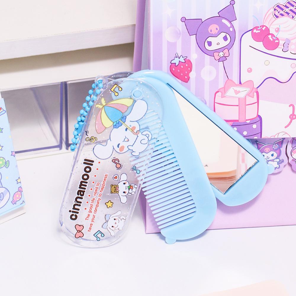 Animation Folding Small Comb And Mirror Comb Integrated Set For Easy Portability  The Best Present For A Girlfriend