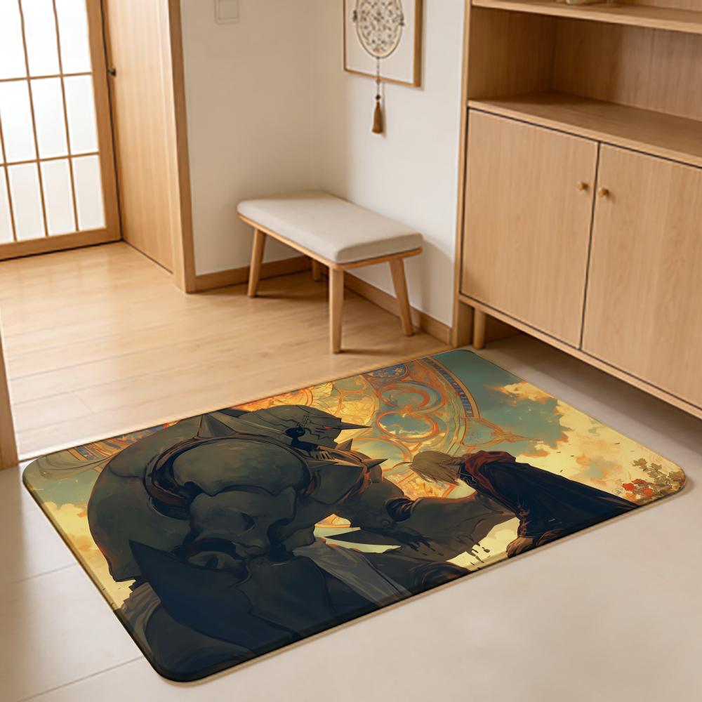 ANIME F-Fullmetal Alchemist Floor Mat Absorbent Floor Mat Non-Slip Entrance Rug for Bathrooms Restrooms and Toilets
