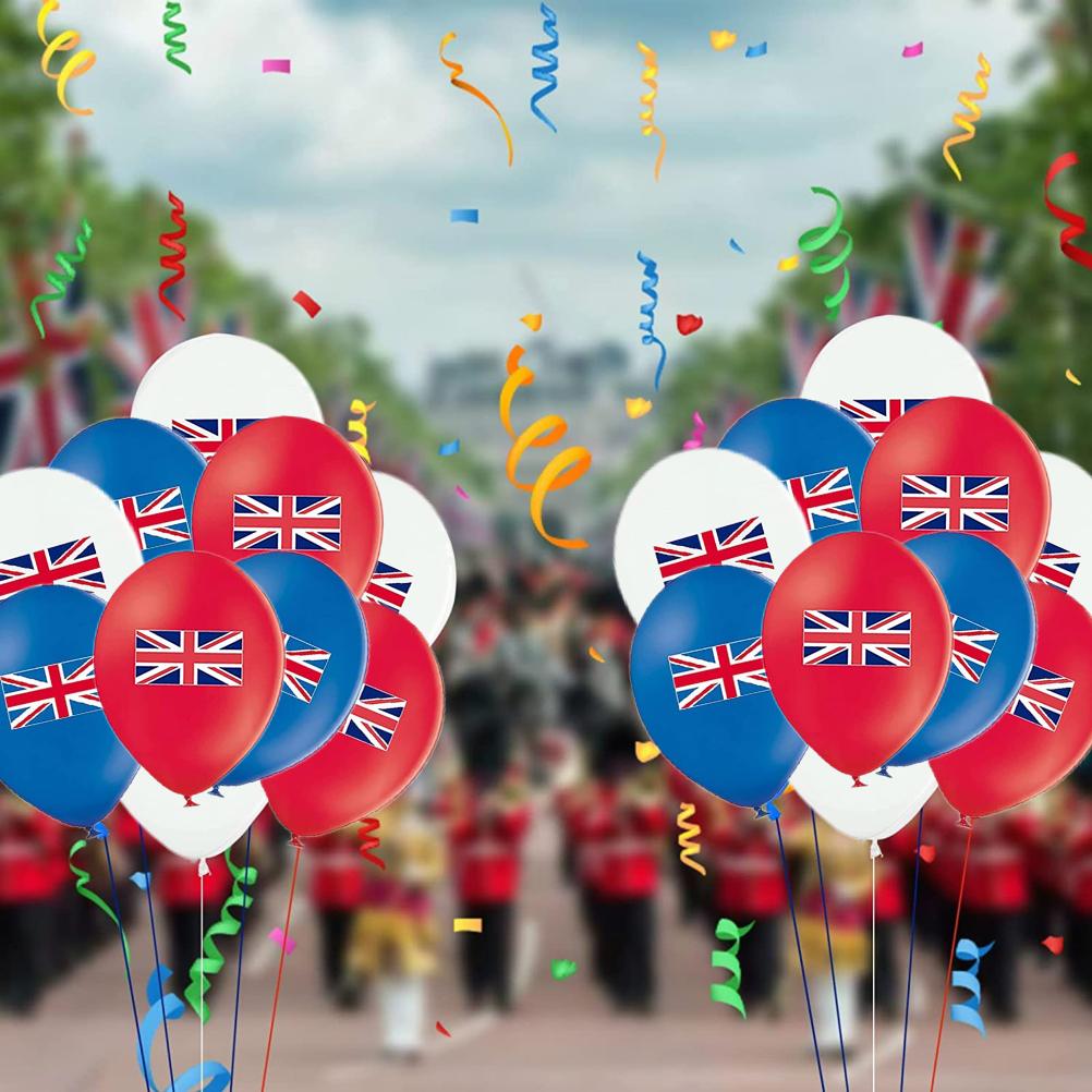 Union Jack Logo Balloons Set Red Blue White Balloons Anniversary Party Favors Supplies Decorations