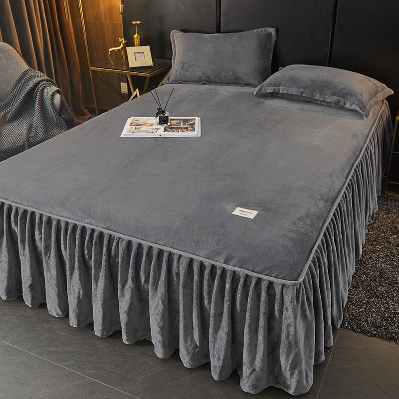 Jednobarevná sukně na postel Sametová pokrývka na postel na zimu Chrániče matrací šetrné k pokožce roupa de cama Domácí přehoz na postel (Žádný povlak na polštář)