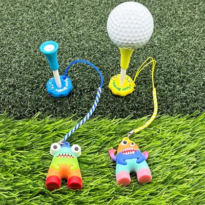 Yousheng Plastový držák na golfové týčka proti ztrátě Kreslený kroužek na golfové týčka s popruhem Prevence ztráty týček Golfové příslušenství pro muže ženy golfisty