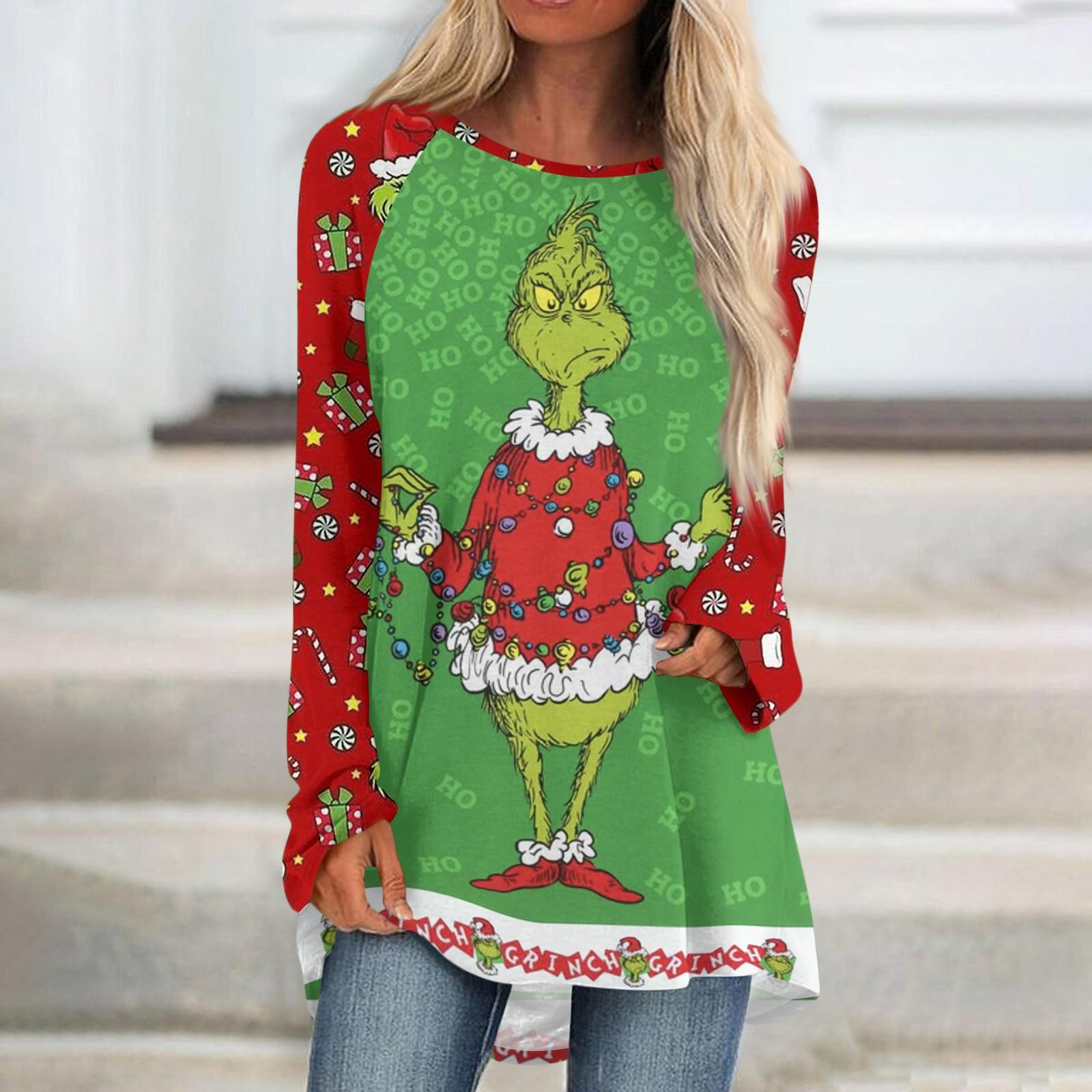 

Женская модная повседневная футболка с принтом на плечах, длинным рукавом, круглым вырезом, средней длины S красный