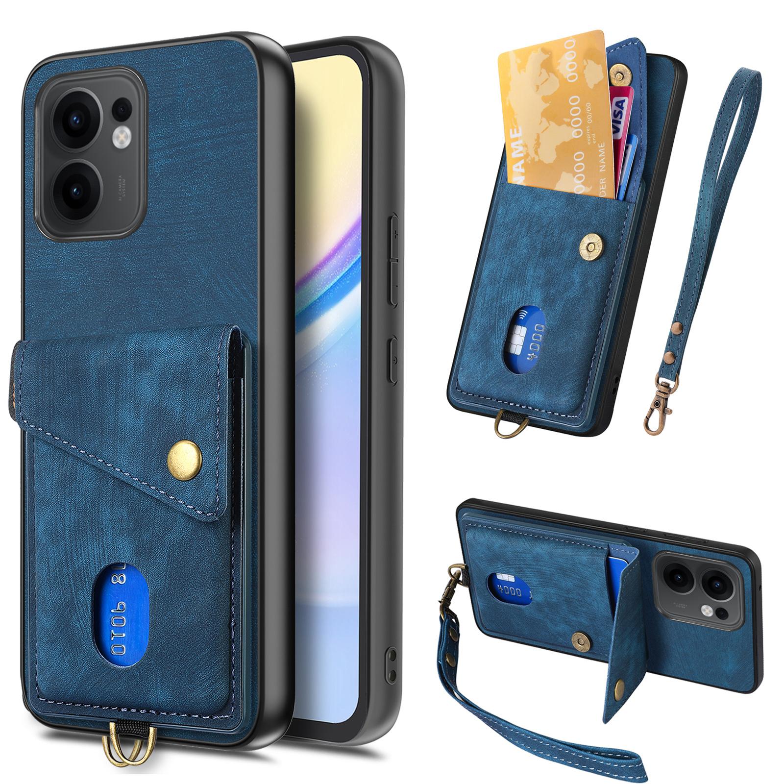 

Для Oppo Reno13 F 5G Чохол з тримачем для карток, підставкою, шкіряна задня кришка телефону Blue