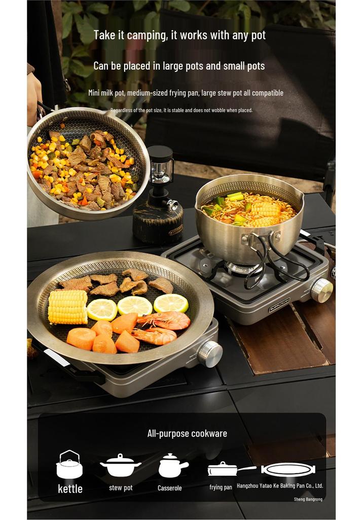 New Outdoor Double-Head Stove: Titanium Purple, Stable Pressure Design for Camping and Picnics