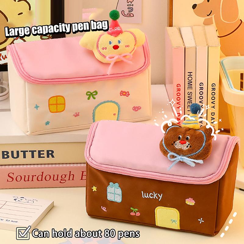 Cartoon House Shape Makeup Bag Large Capacity Cosmetic Bag Women Toiletry Storage Pouch Stationery Bag Pencil Bag