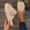 Fashion Retro Peep Toe Wedge Sandals Women Summer 2025 New Rivet Decor Platform Mules Slippers Woman Non Slip Buckle Pu Leather Slides