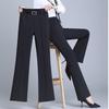 Pantaloni svasati eleganti da donna in ufficio, alla moda, primavera e autunno, a vita alta, con diamanti, pantaloni casual dritti e tinta unita.