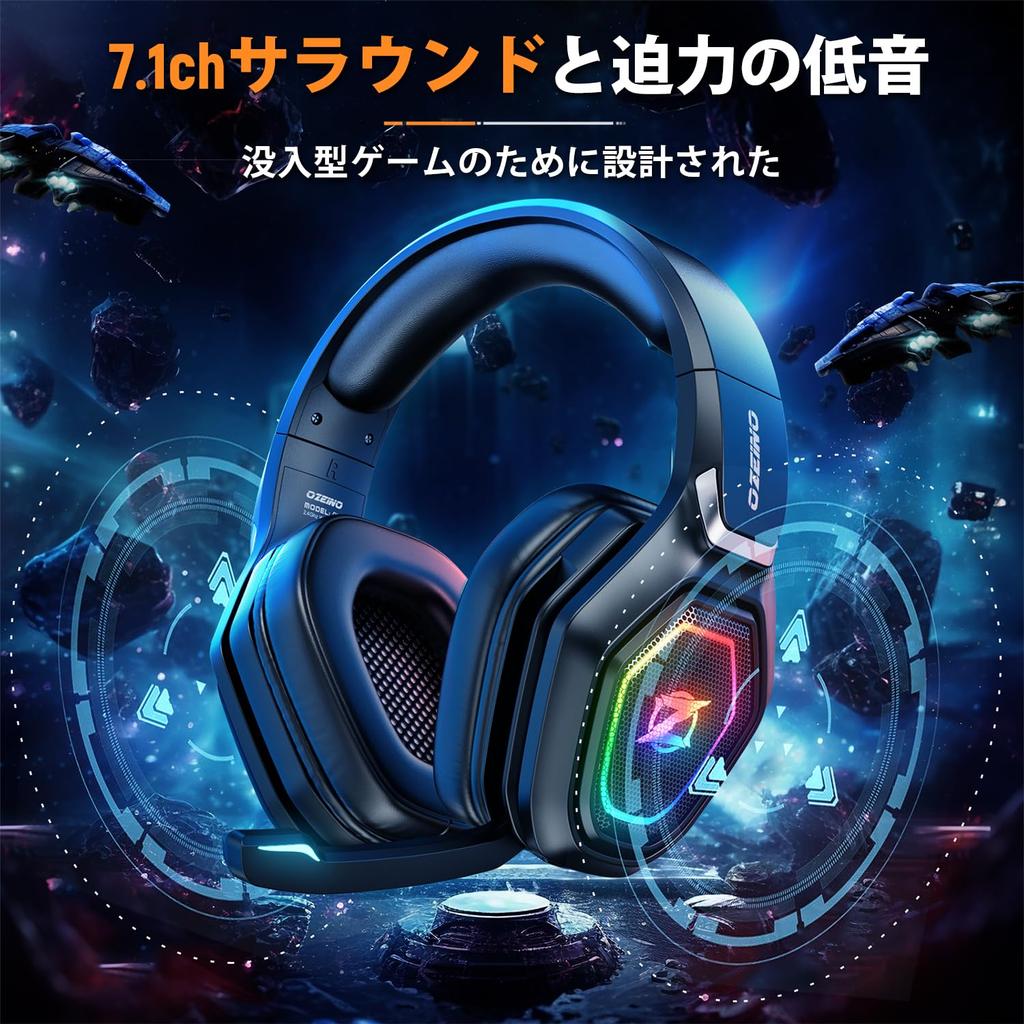 OW810 Black Wireless Gaming Wireless Headphones with and 30 Hours of Continuous Latency RGB and Compatible with and Smartphones Headset, 3-in-1 5.3