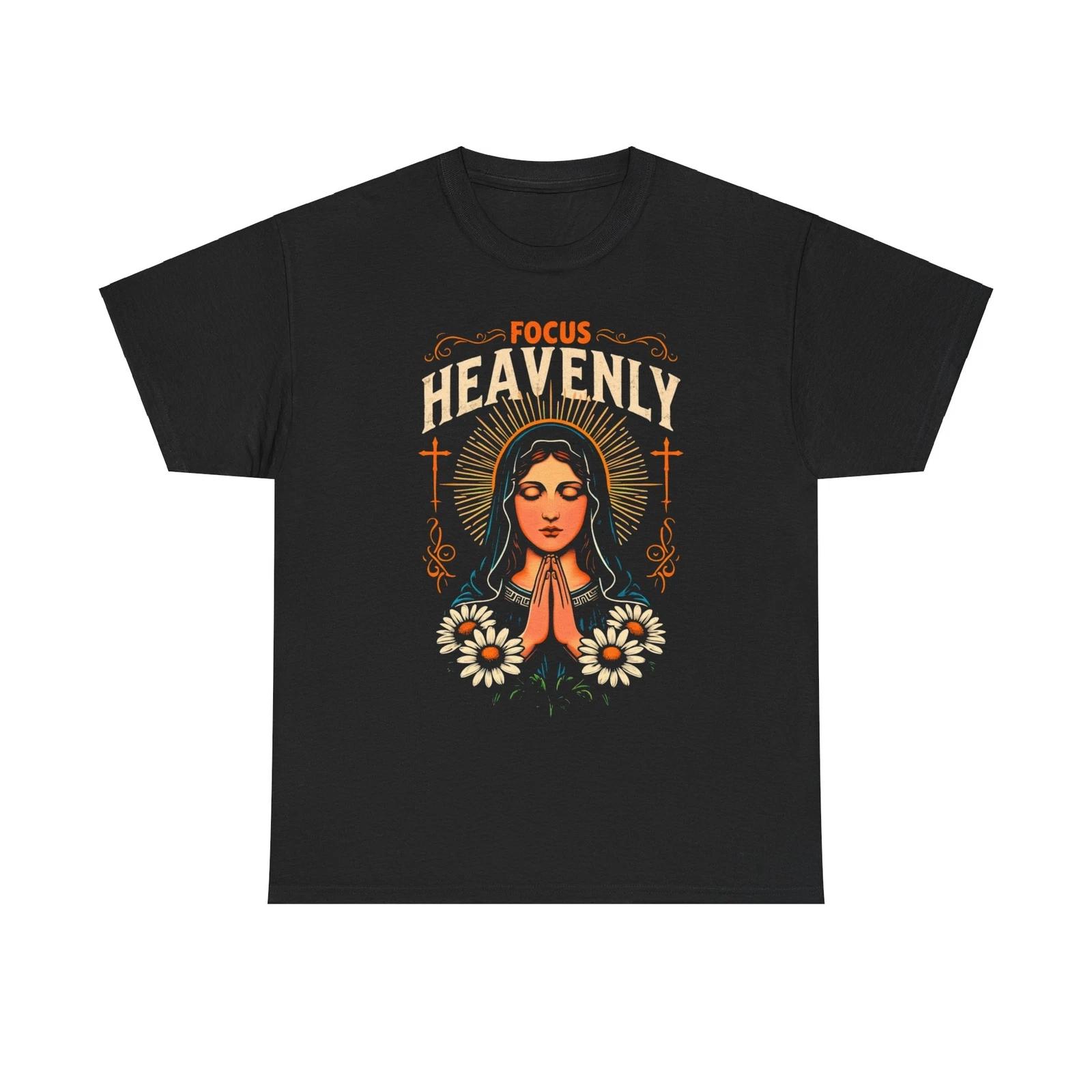 Heavenly Focus Unisex Tee, Inspiring Graphic T-Shirt, Prayerful Apparel 4XL