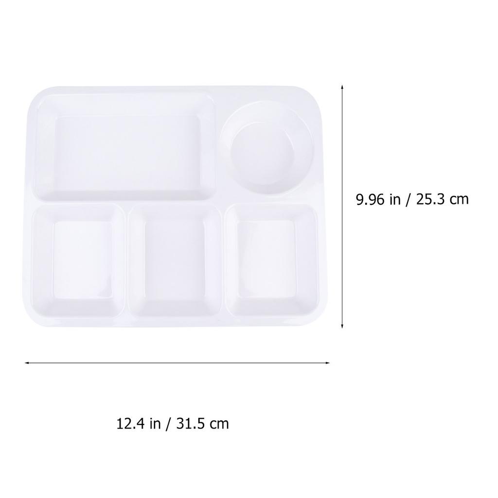 Anti-Fall Plastic Separating Dish Divided Compartments Plate for Fruits Steak Breakfast Family Restaurant Dessert Shop White