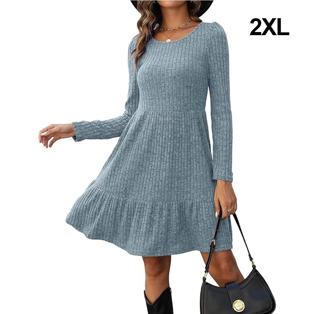 Rochie pulover cu mânecă lungă pentru femei Rochie casual în linie A, cu gât roșu, toamnă și iarnă