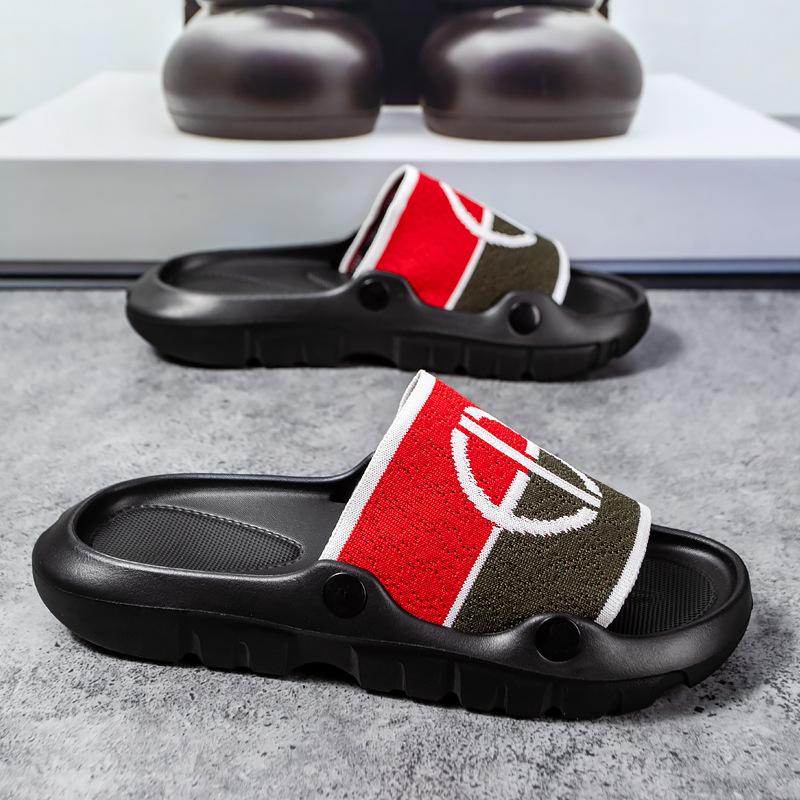 

Новый модный бренд уличные 2025 нескользящие мужские пляжные шлепанцы на толстой подошве для пар, модные износостойкие с мягкой подошвой, шлепанцы на перемычке 44