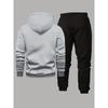 Men's Casual Two Piece Set with Flag Print Drawstring Pocket Hoodie and Drawstring Outdoor Casual Sports Pants