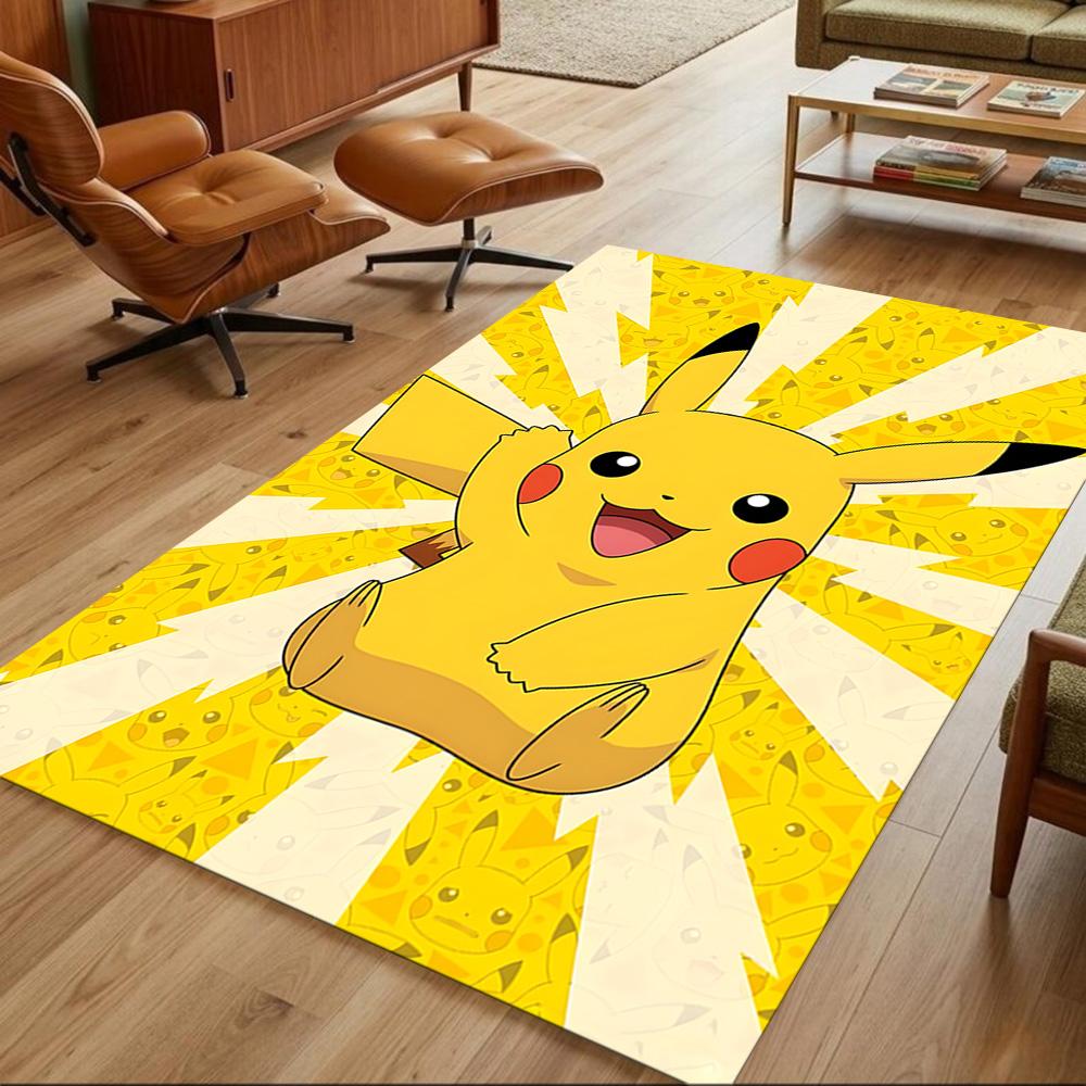 Pikachu Energy Burst Cleanable Rug Soft Plush Non-slip Bottom Bedroom Bedside Mat Retro American Style Christmas Gift for Friends
