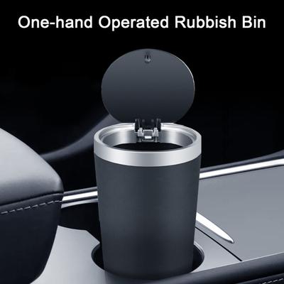One-Handed Car Trash Compact Bin Convenient Garbage Space-Saving Vehicle Can for Interior Ideal