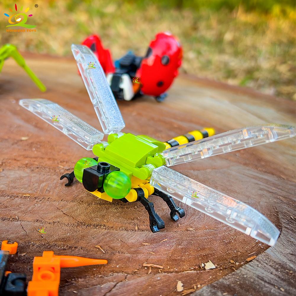 Non-Toxic Creative Moc Insect Building Blocks Bee Dragonfly Ant Mantis Butterfly Children'S Assembled Toys Animal Ornaments Gifts