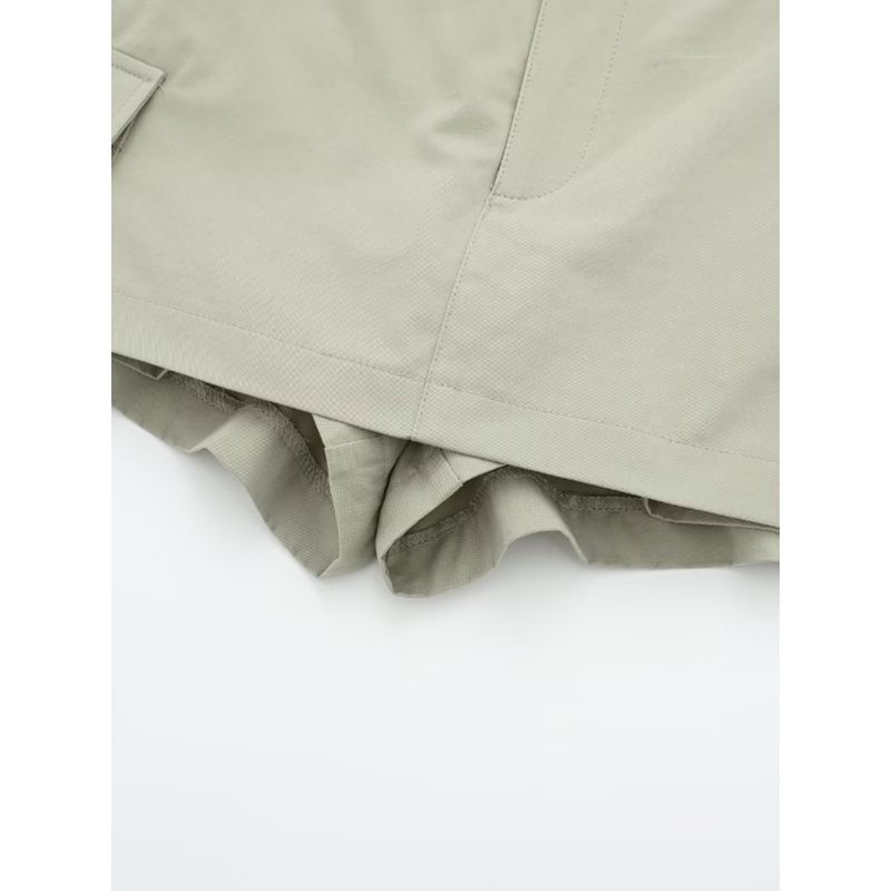 Kaslead Women's Fashion-Style Pocket Mid-Rise Pants Skirt