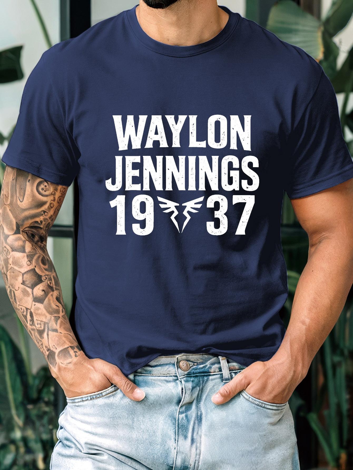 

Waylon Jennings 1937 Graphic T-shirt - Black Cotton Blend XXXXL