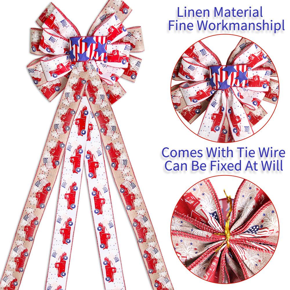 Colorful Cartoon Style American Independence Bow Indoor Decoration For Festive Christmas