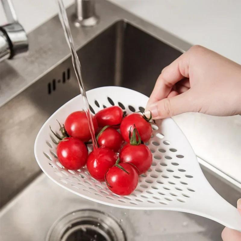 Kitchen Household Safety Nylon Material Dense Hole Large Colander Fishing Noodles Spoon r Long Handle Thickened Large Spoon
