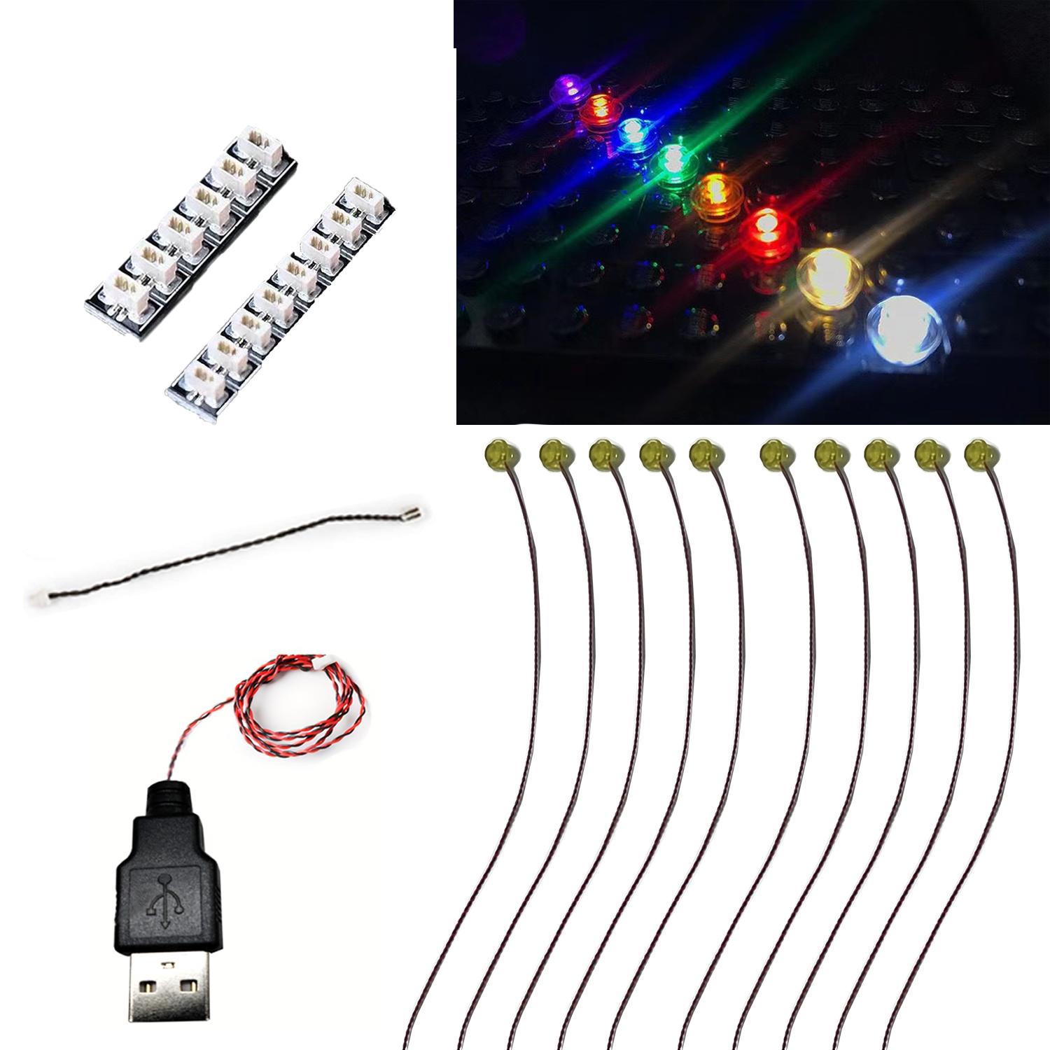 LYBMTWF 10pcs 1X1 Round light building Block lighting Kit, LED lighting bricks, DIY building block lighting, light up your build 10pcs round yellow