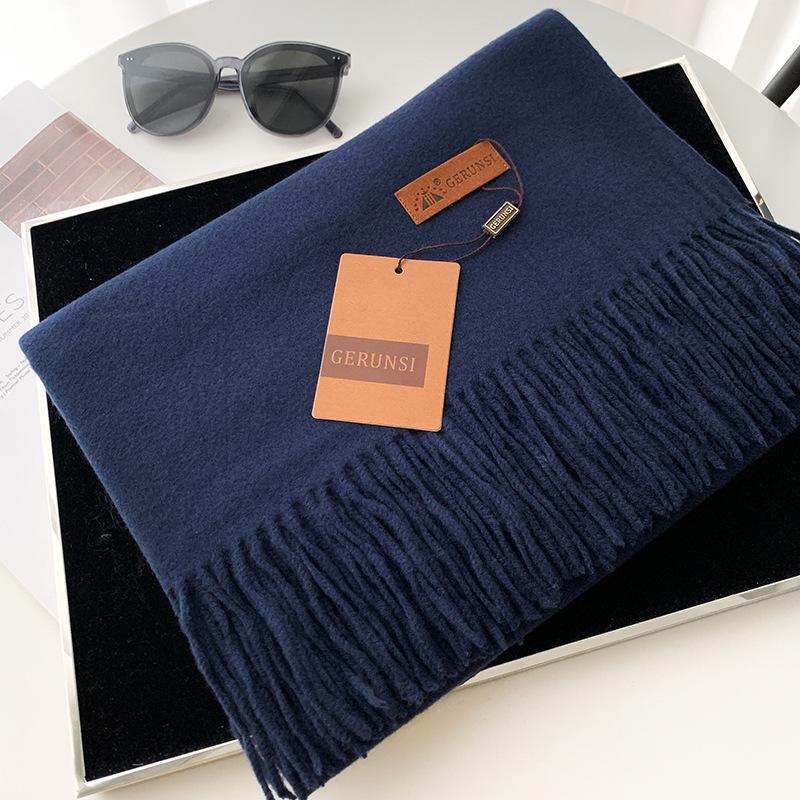 Women's 300g Solid Color Imitation Cashmere Scarf – High-End, All-Match, Warm Autumn/Winter Shawl.