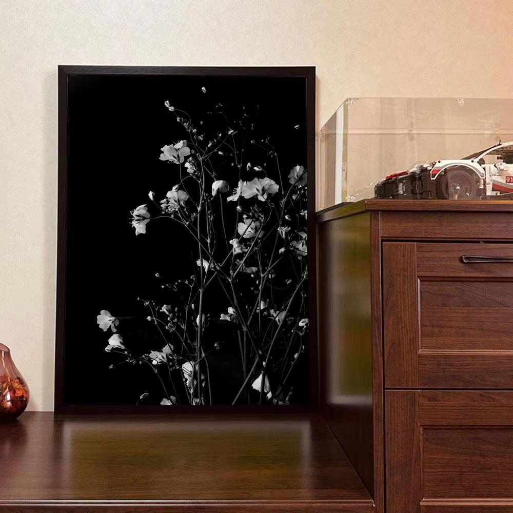 Black and White Wall Art Plant Flower Poster Printing Canvas Painting Nordic Living Room Home Decoration Wall Painting