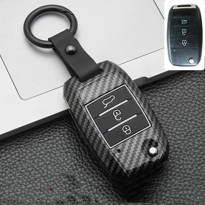 Carbon Autosleutel skrzynki pokrywa Sleutelhanger Shell dla Kia KX5 KX7 Rio 3 Sportage Ql Ceed Sorento Cerato K3 K4 K5 krzyż Carens