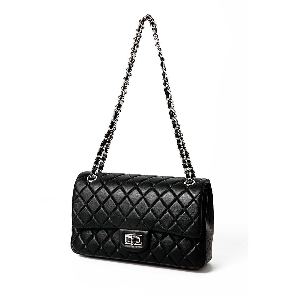 Goat leather bag chain square fat man small fragrant style fashion diamond bag single shoulder messenger women's bag genuine leather small square bag