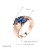 New Blue Natural Zircon Ring For Women  Rose Gold Wide Rings Vintage Ethnic Bride Wedding Jewelry Party Accessories