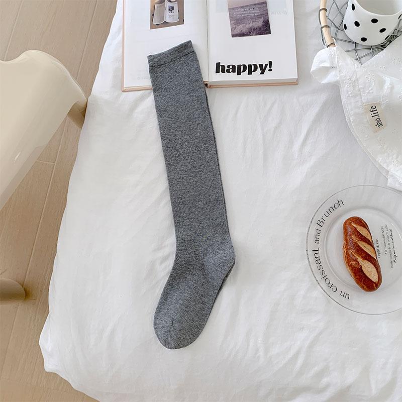 New White Calf Socks Women'S Spring And Autumn Japanese College Style Solid Color Versatile Black Thin Student Uniform Stockings