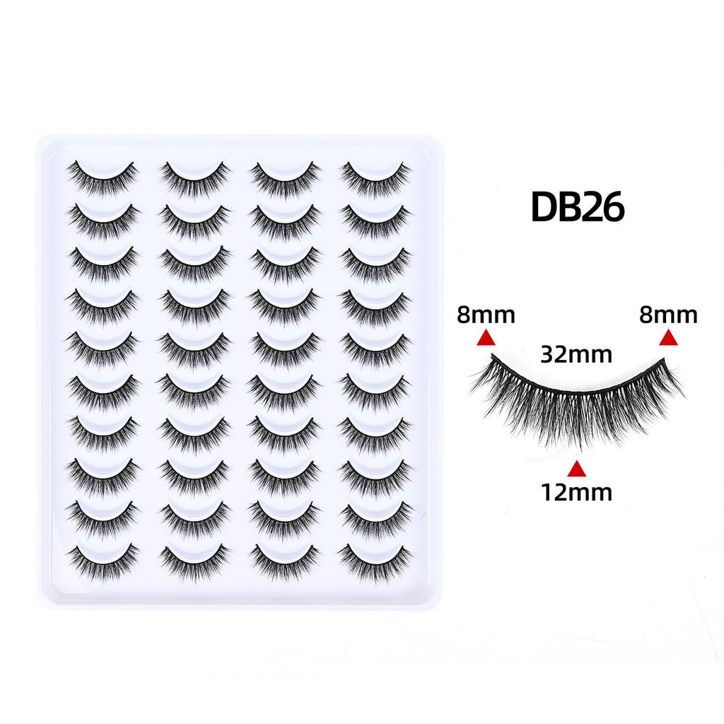 Wimpern mit großem Fassungsvermögen, dreidimensional geschwungen, natürlich kurz, selbstgeklebtes Wimpernpaar