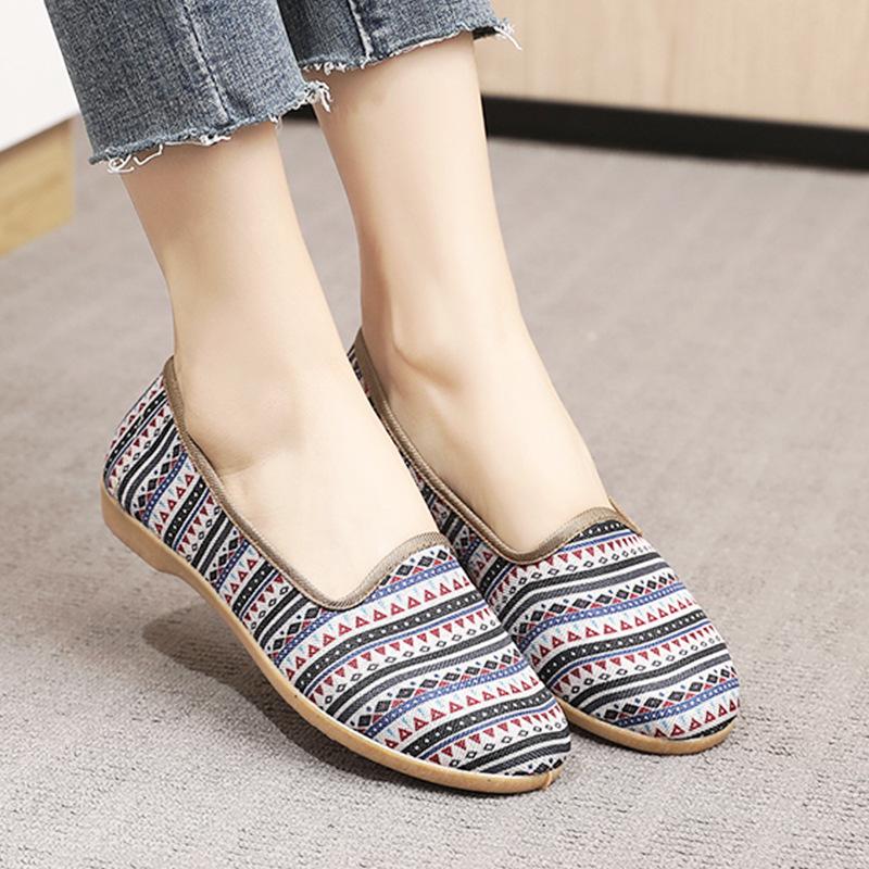 ****** and Summer Cloth Shoes Old ******* Mother Shoes Low Heel Shallow Mouth Ethnic Style S**t Sole Beef Tendon Sole Women's Shoes Breathable