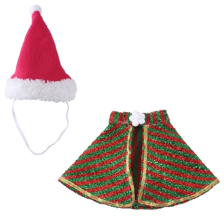 Christmas Pet Outfit for Pet Santa Costume Cape & Headwears Pet Costume Theme Party Photoshooting Pet Clothes