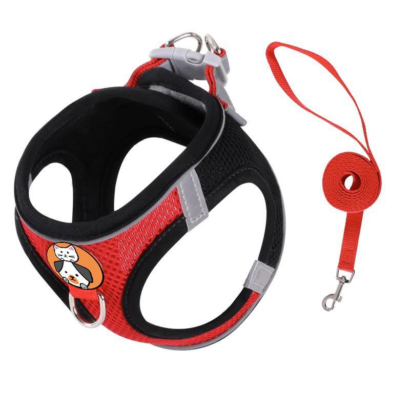 Reflective Vest-Style Cat Leash & Breathable Harness for Small/Medium Pets