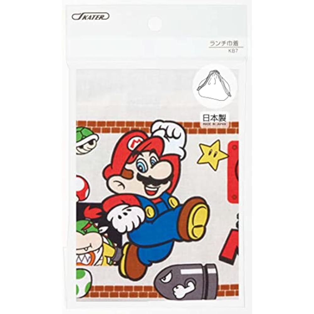 Skater KB7-A Bento Bag, Drawstring Lunch Bag for Kids, Made in Japan, Super Mario 23 for Boys