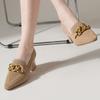 2026 European Style Flyknit Slip-on Loafers with Metal Decoration and Chunky Pointed Toe Heel