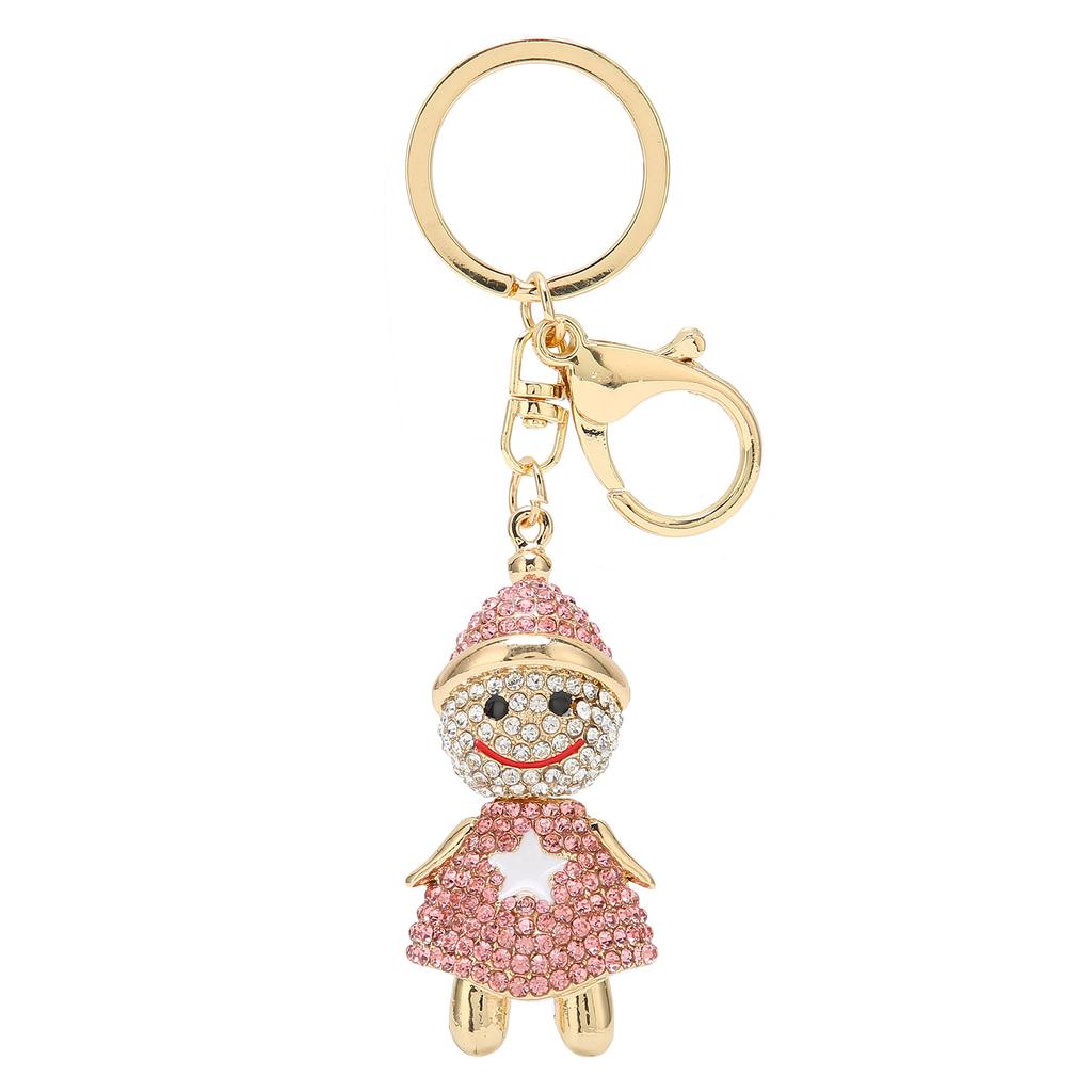 Snowman Rhinestone Key Chains Sparkling Pendant Keychain Alloy Bag Buckle Pandant for Christmas