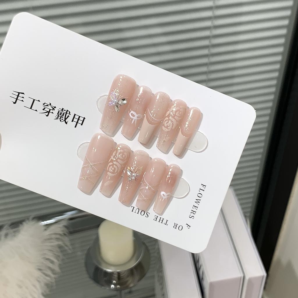 Fresh Peach Butterfly Small Diamond Advanced Hand-painted Nanke Yimeng Removable