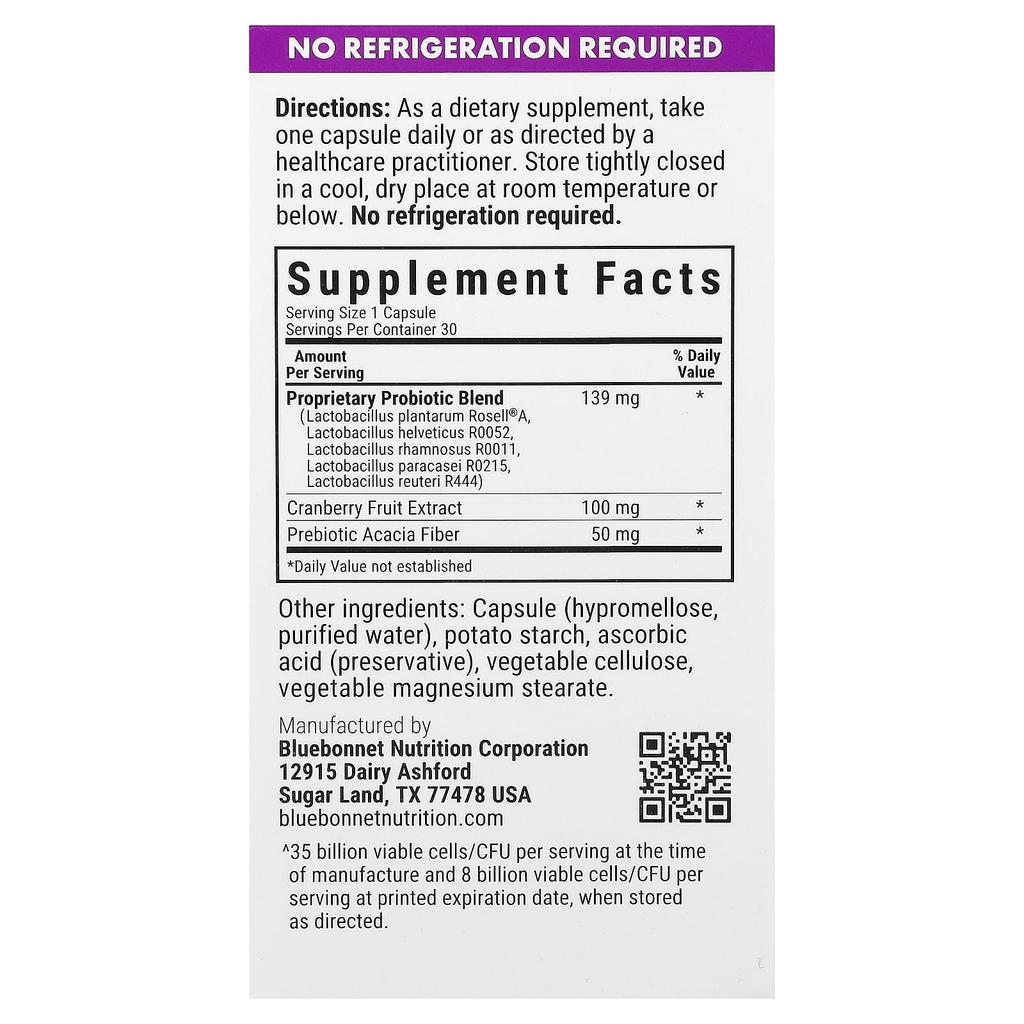 Bluebonnet Nutrition Frauen Probiotikum, 30 Gemüsekapseln