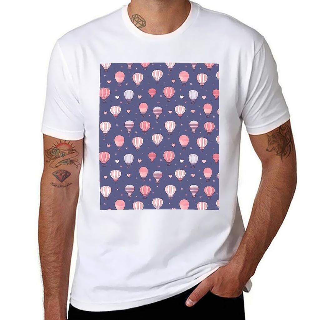 Hot Air Balloon Pattern Cute Colorful Vintage Retro T-Shirt t shirts for man graphic tees t shirt man plain T-Shirt