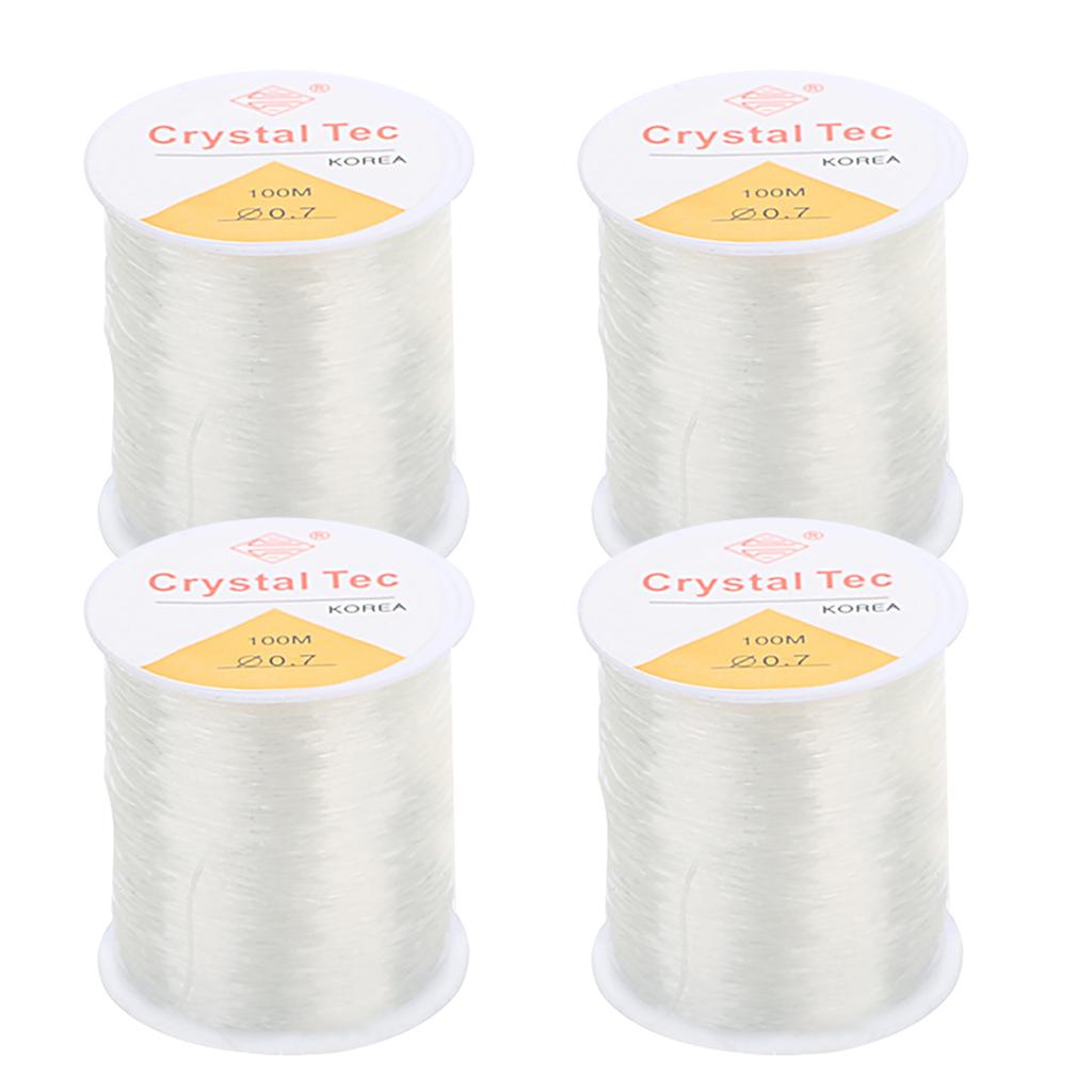 4 Rolls Bead String 109yd Long 0.03in Diameter Elastic Fiber Wear Resistant Bracelet String for