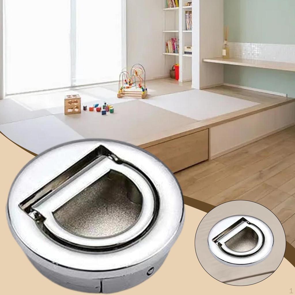 Pull Handle Concealed Door Round Flush Latch Recessed Zinc Alloy