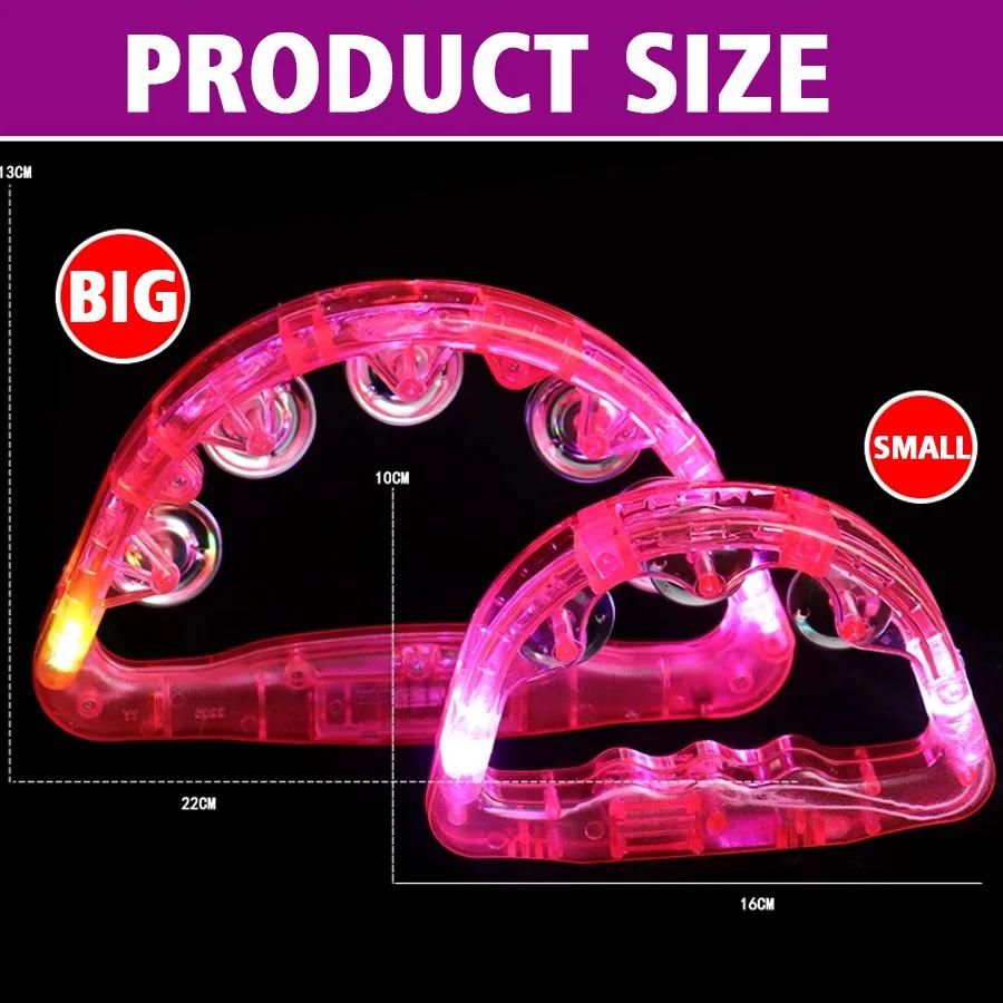 Tambourine Flashing Rattles - Colorful LED Handheld Musical Toy for Party Supplies, Birthday/Anniversary/Christmas Camping Gifts