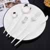 20Pcs/Set Silver Cutlery Set Stainless Steel Tableware Knife Cake Fork Spoon Dinnerware Set Kitchen Flatware Silverware